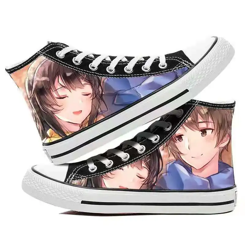 Azusagawa Sakuta Sakurajima Mai Canvas Fashion Shoes Casual Men Women Teengers Student Anime Plus Size 35-44