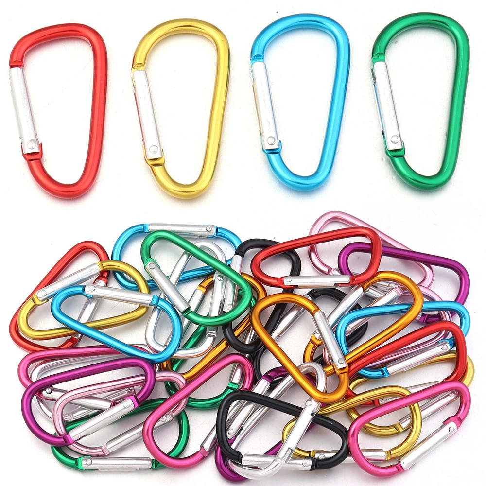 10pcs Carabiner Keychain Alluminum D-ring Buckle Spring Snap Hook Clip DIY Keychain Clasp Outdoor Camping Tool Jewelry Making