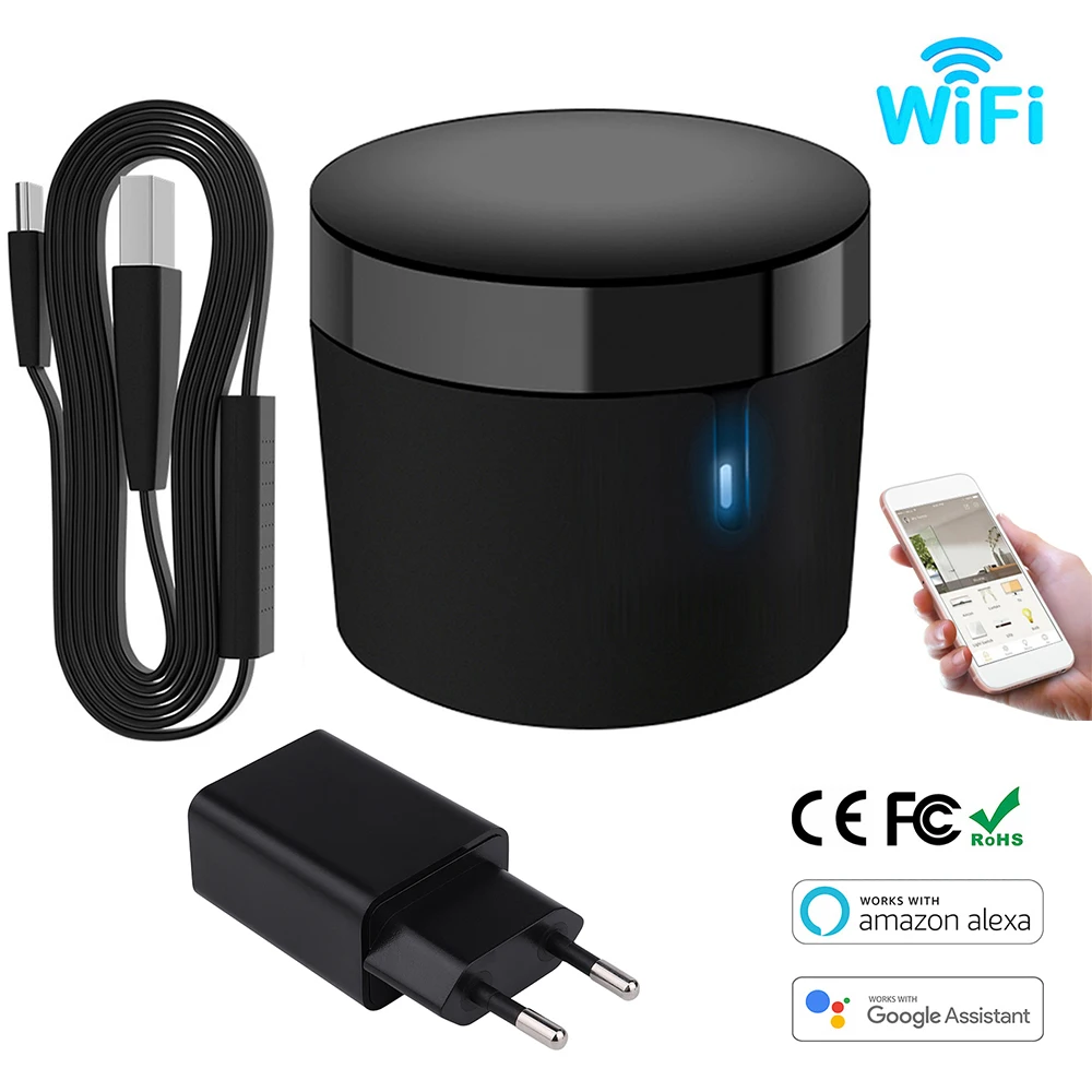 

BroadLink RM4 Mini Smart Universal IR Remote Control Switch with HTS2 Temperature Humidity Sensor Works with Alexa/Google Home