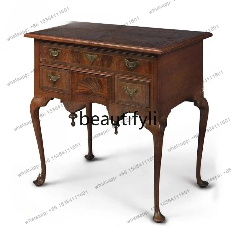 LXSolid wood carving flower cabinet/neoclassical chest cabinet/rural log bedside table/SSS