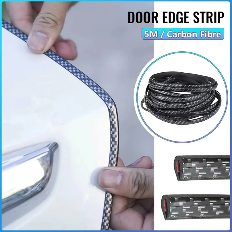 Carbon Fiber 5m Car Door Edge Trim Molding Seal Scratch Protector Guard Strip Protector Automobiles Exterior Parts