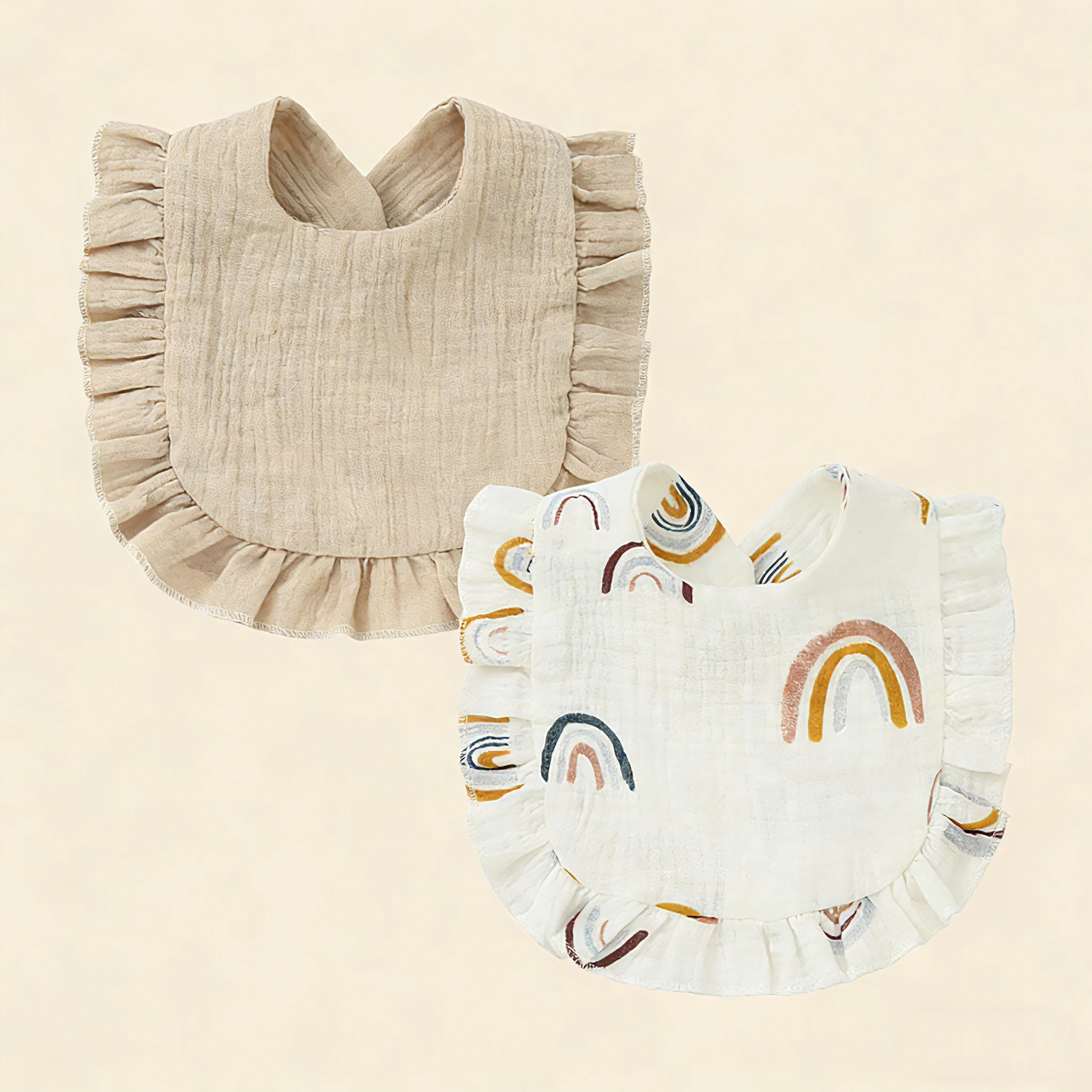 2Pcs Baby Bibs Soft Cotton Waterproof Saliva Bibs for Newborns Infants Feeding Burp Bibs