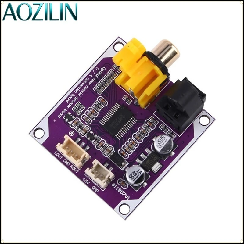 AOZILIN Digital Audio DAC Decoder Board Optical Coaxial Input 24Bit 192K Stereo Audio Output DIY Audio Modification Module