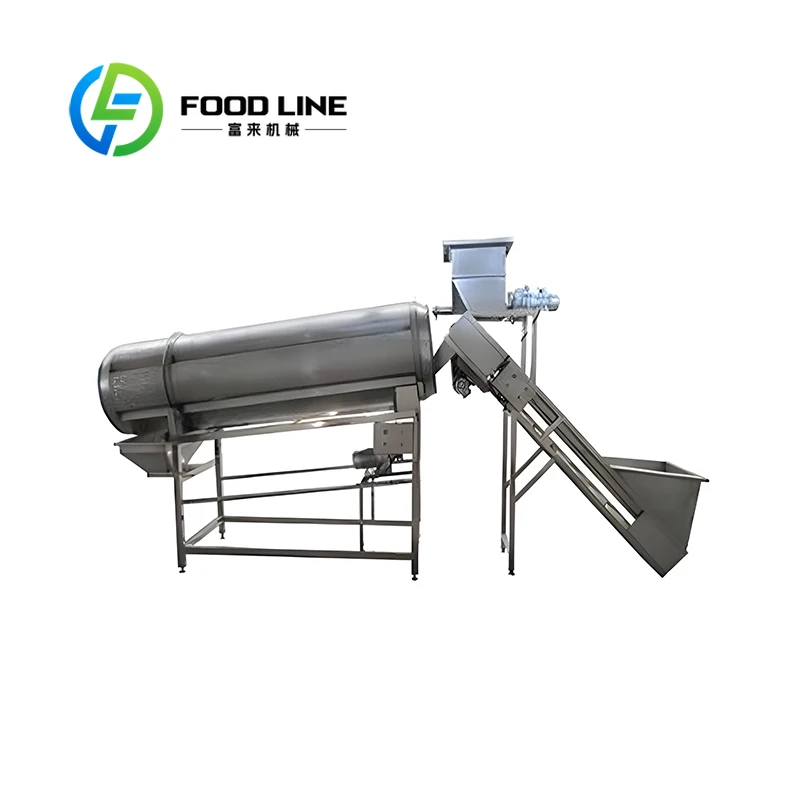 Automatic Continuous Double Drum Seasoning Machine Food Seasoning Machine 200kg/h Automatic Oil Powder Food Seasoning Machine