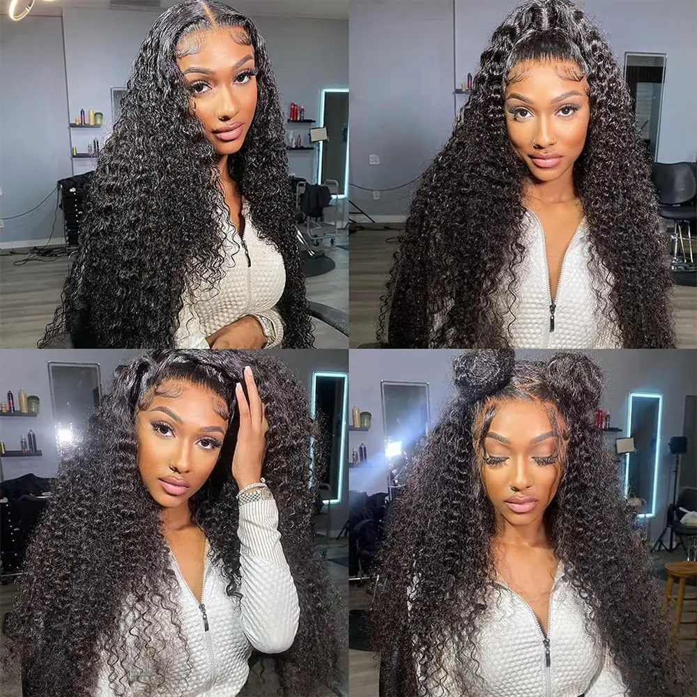 13x4 Deep Wave Lace Front Wigs Human Hair 180 Density Deep Wave Frontal Wigs Human Hair Curly Wigs for Black Women Pre Plucked