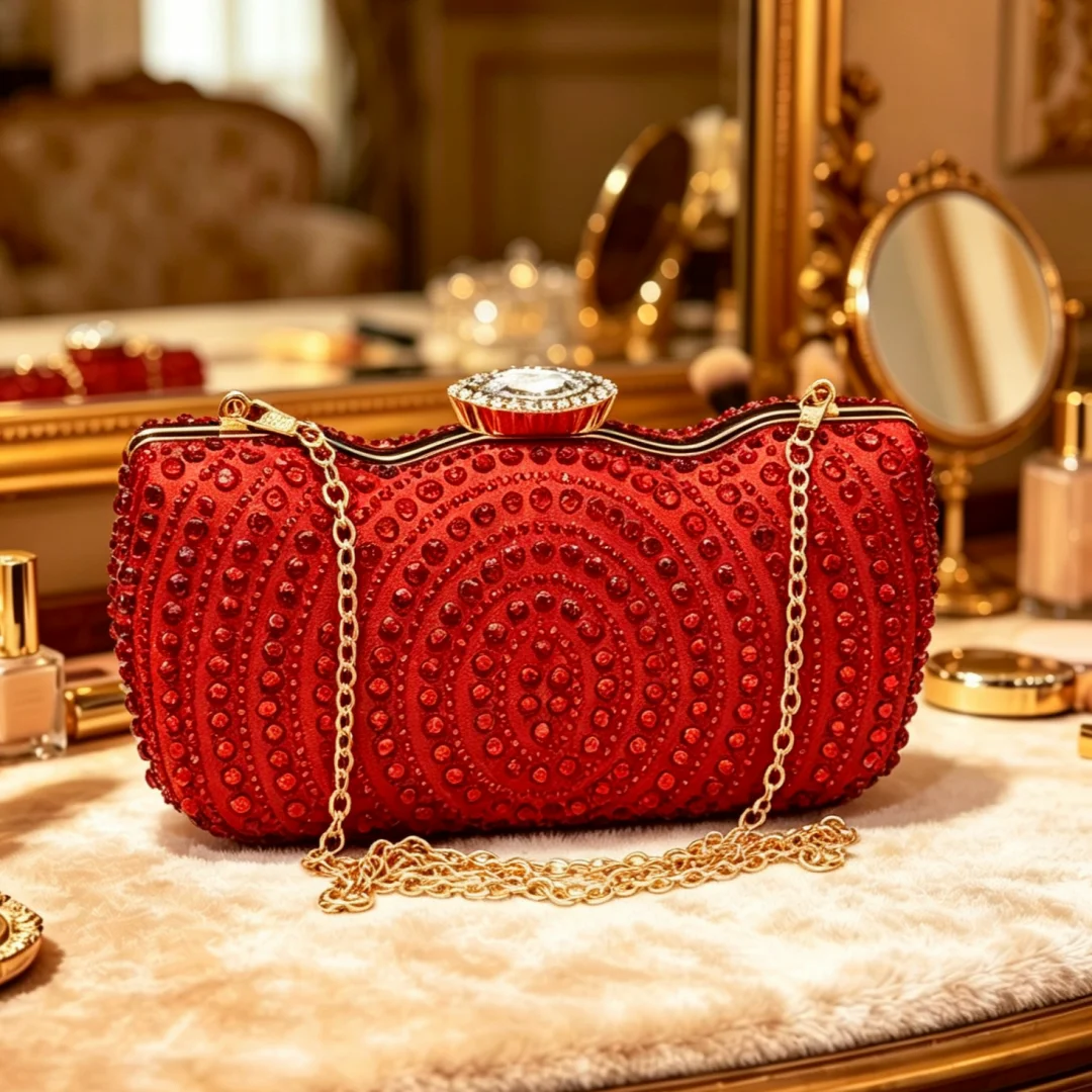 Elegante Damen-Abendtaschen mit Strass, Designer-Kristall-Bankett-Handtasche, luxuriöse Hochzeits-Braut-Clutch, einzigartige Diamant-Clutches – Detail 9