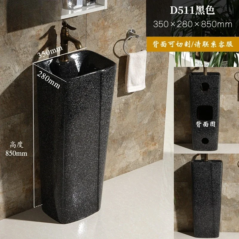 Mini, integrated floor-to-ceiling column basin, black personalized art balcony courtyard sink
