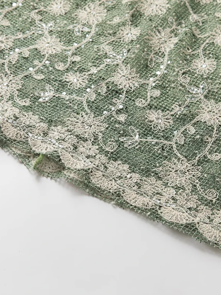 DSXDFACAIRIJ vrouwen V-hals Mouwloos Pailletten Borduren hol Jurk Vintage Party Lange Zomer Mode Vrouwelijke