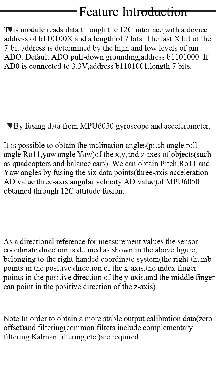 MPU-6050 Drei-Achsen-Beschleunigungsmesser-Gyroskop-Modul 6DOF Gyroskop-Sensormodul – Detail 6