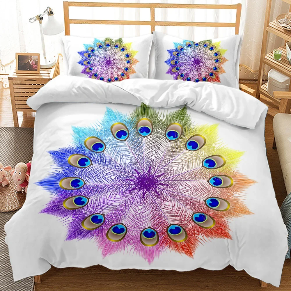 Mandala Duvet Cover Set Bohemian Peacock Bedding Set National Style Queen/King/Full/Twin Comforter Cover Polyester Quilt Cover