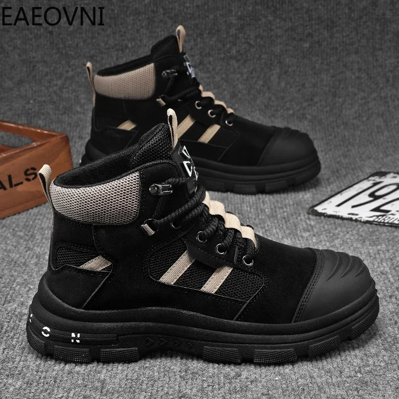 Men's Sneakers Breathable Workwear Shoes Trendy Thick Soled Shoes Anti Slip White Casual EAEOVNI Casual Sneakers Popular Model