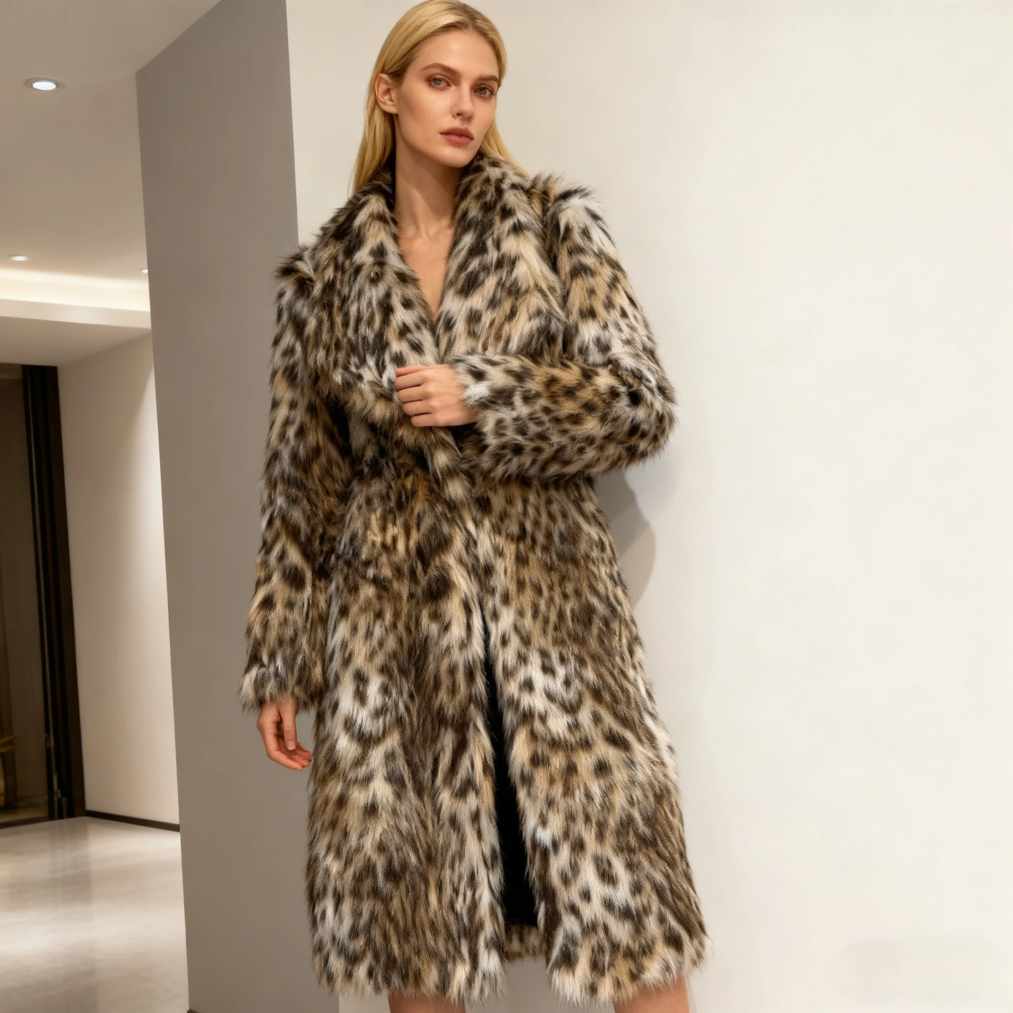 

Длинные куртки из искусственного меха, пальто, женские свободные плащи, макси, пальто с леопардовым принтом, толстая теплая уличная куртка Y2k, верхняя одежда, осень-зима