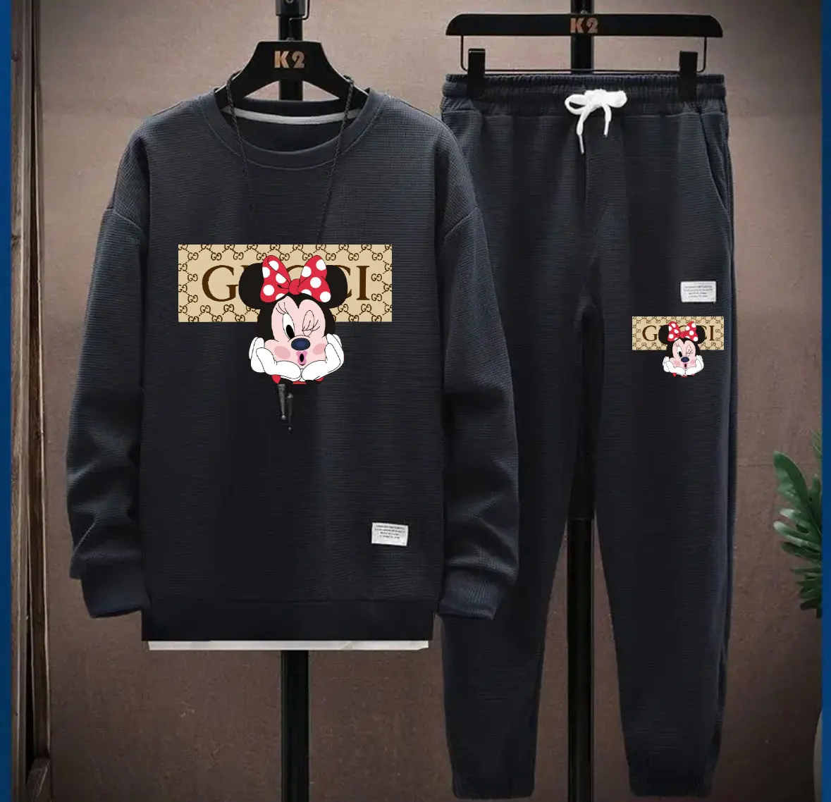 

2025 Latest Outdoor Hot Selling Brand Cross border Spring and Autumn Printed Women's Sports Hoodie Set Disney Mickey Men's Set