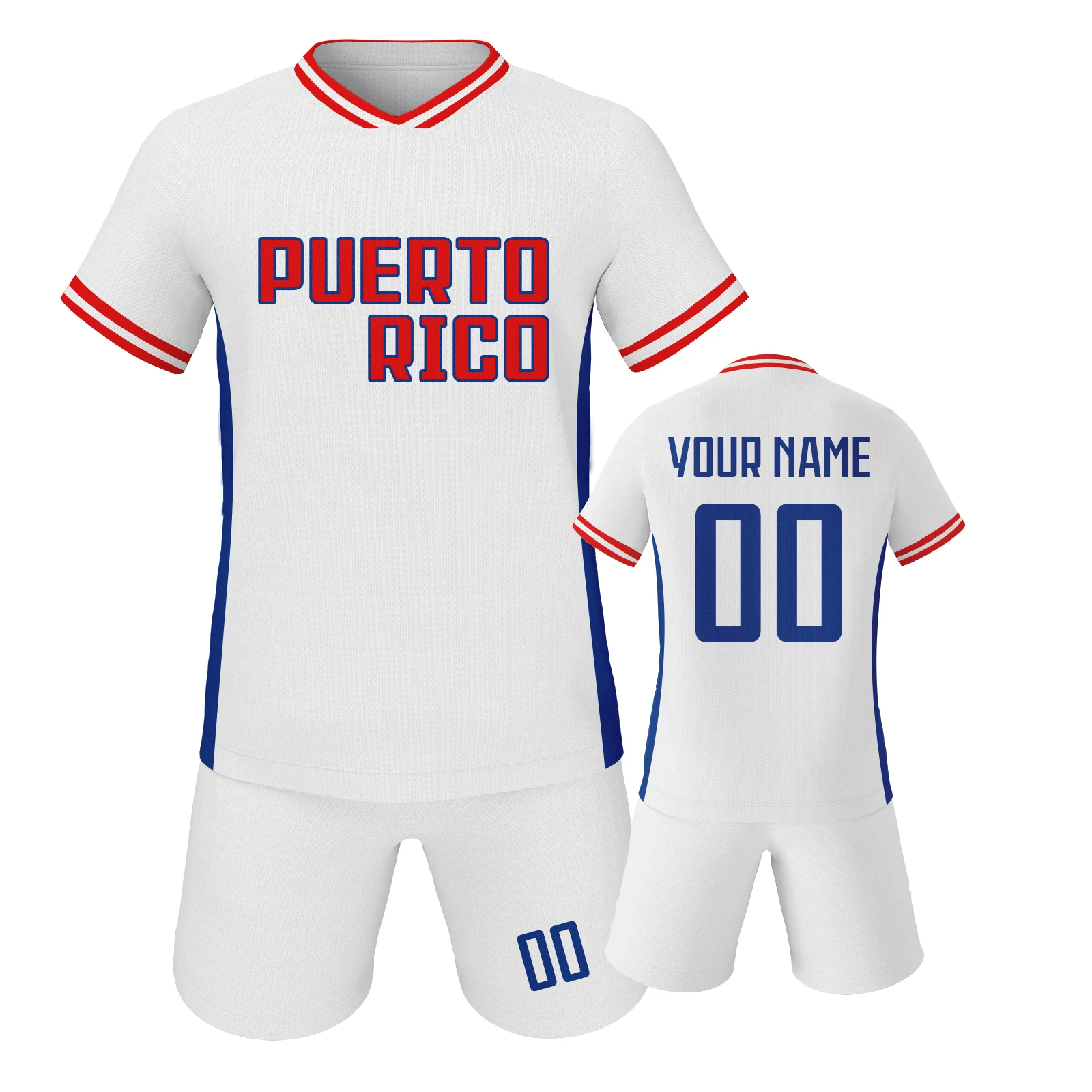 Puerto Rico Kids Soccer Kit Custom Personalized Football Jersey with Name Number Youth Team Uniform Sports Training Outfit