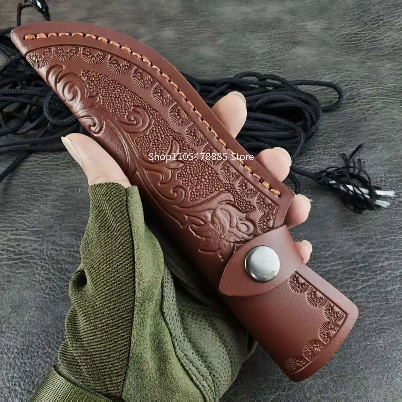 EDC Outdoor Fixed Blade Knife Leather Sheath Belt Loop Holster Portable Straight Knife Protective Cover Knife Accessory