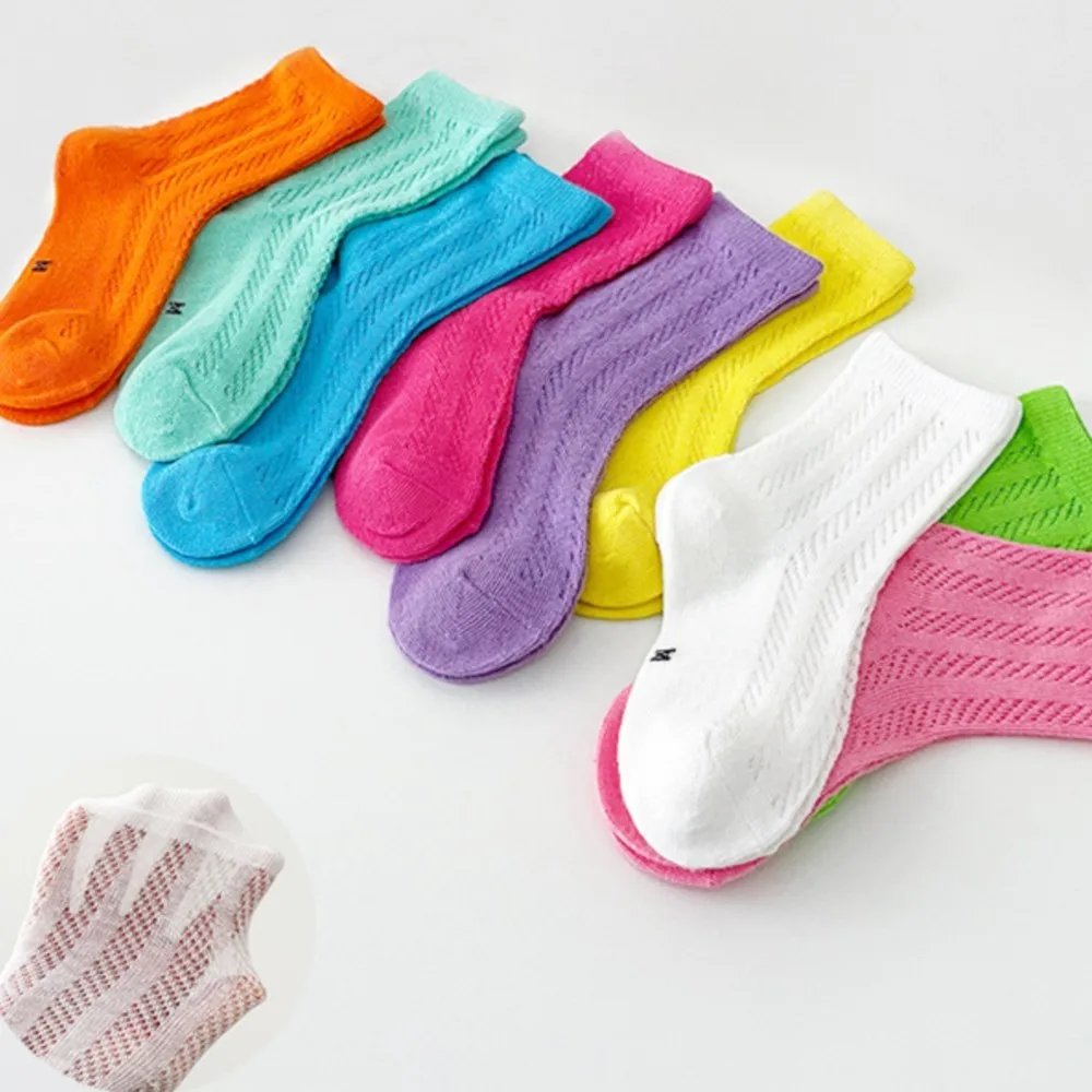 Children's socks thin solid color cotton socks Boy girl summer breathable mesh socks baby girl's socks Kids calcetines