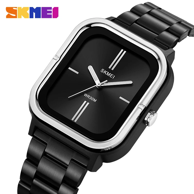 SKMEI Watch for Men Luxury Square Quartz Stainless Steel Waterproof Luminous Top Brand Mens Wristwatch Relogio Masculino 2275