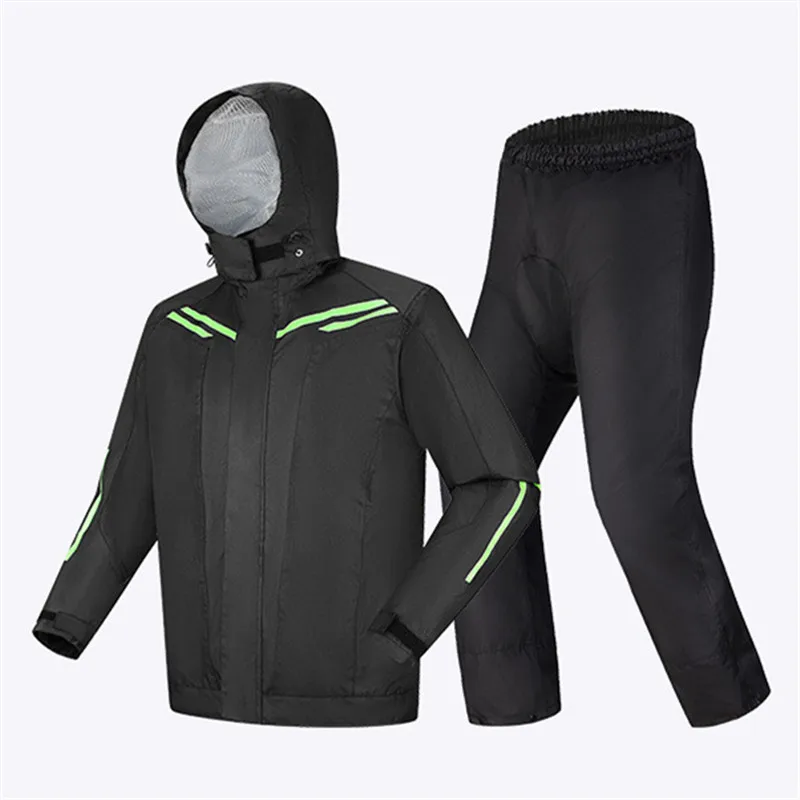 Men Waterproof Reflective Breathable Rain Suit Motorcycle Raincoat Motorbike Biker Outdoor Riding Full-body Raincoats