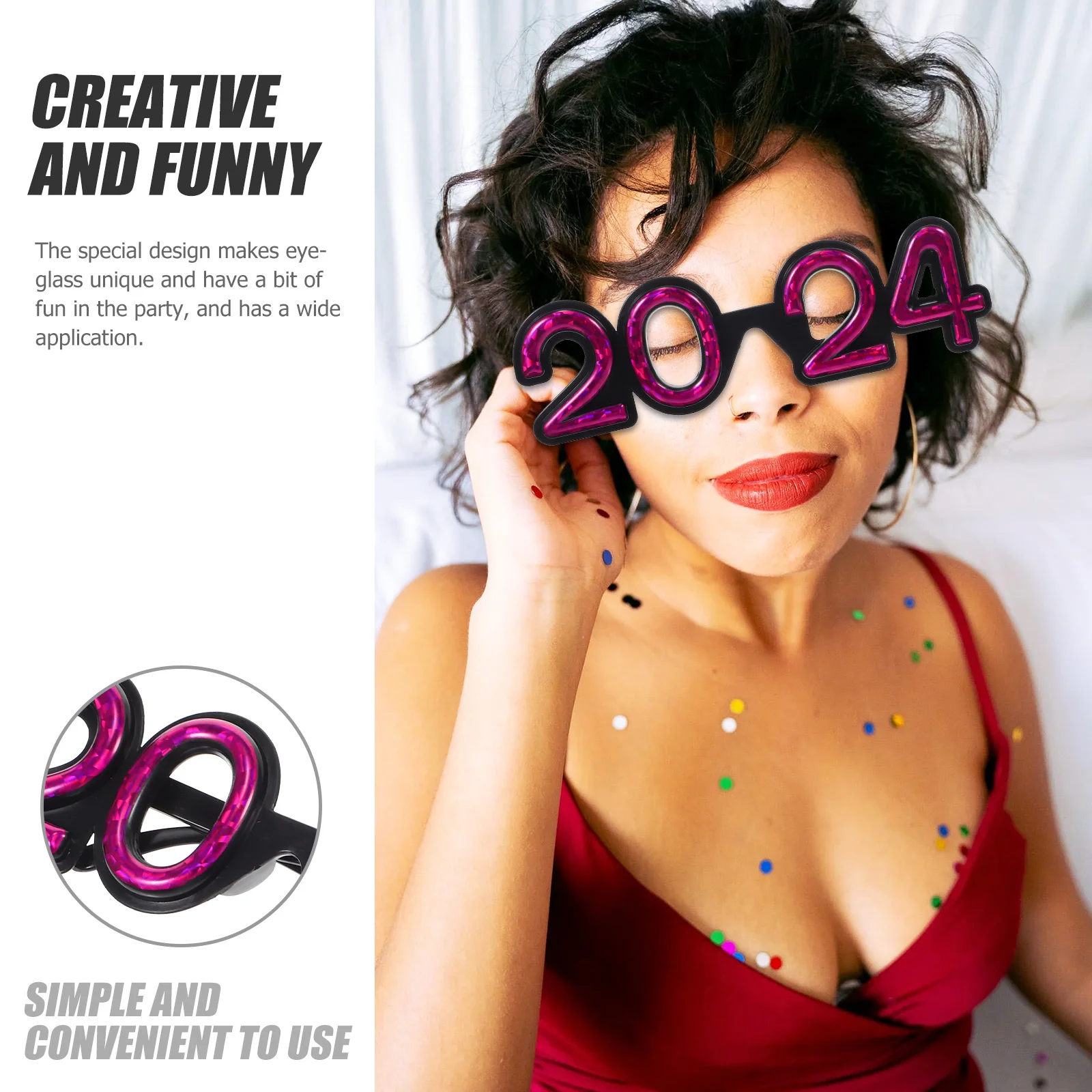 

Creative 2024 Number Design Eyeglasses New Year Party Decorations for Festival Events Photo Props Stylish Wearable Party