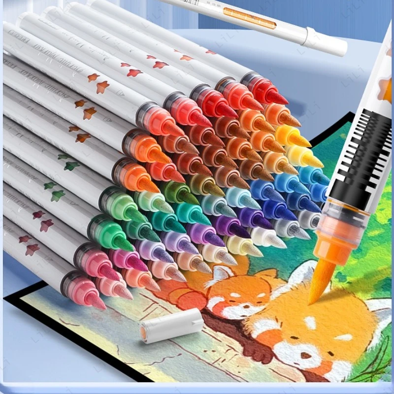 

12-48 цветов, прямая жидкая мягкая акриловая ручка для рисования, штабелируемая акварельная ручка, рождественские товары для рукоделия, канцелярские принадлежности