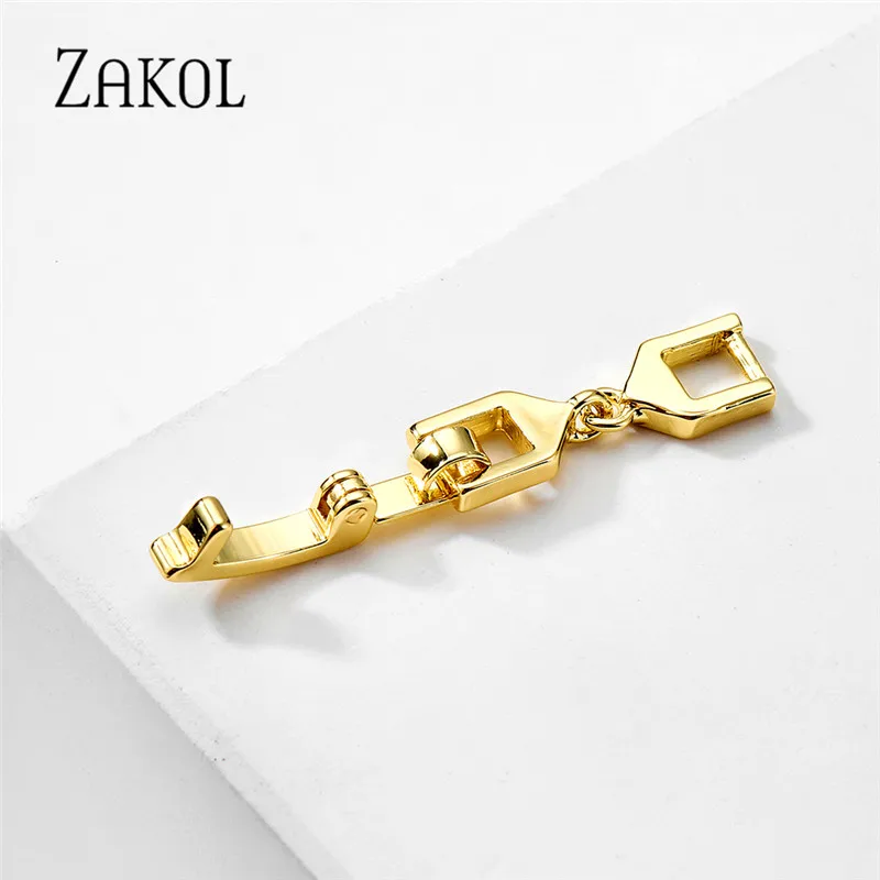 ZAKOL Three Colors 2 Designs Extenders for Bracelet or Necklace with White Yellow Rose Gold Color