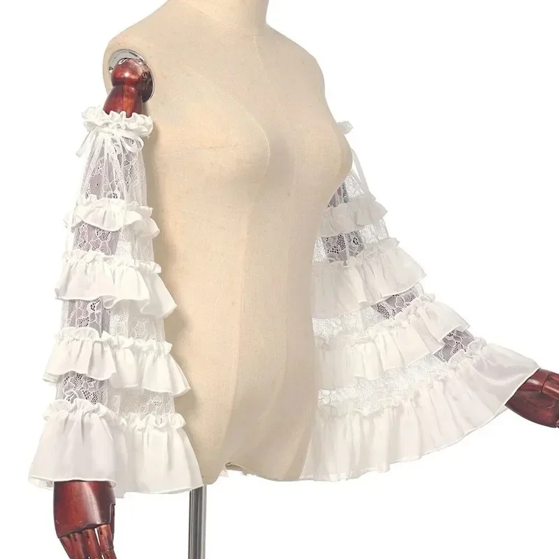 1Pair Ruffle Lace Flare Sleeve Arm Sleeves Lolita False Sleeve Cuffs Victorian Costume Wedding Victorian Costume Accessory