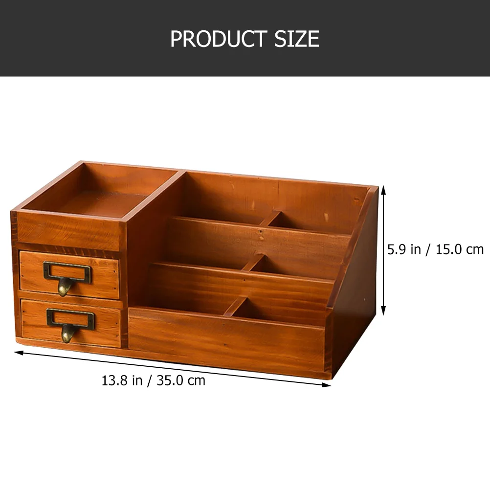 منظم سطح المكتب الخشبي حاوية تخزين ستة مقصورات أدوات ماكياج المجوهرات مكتب ديكور المنزل هدية عملية