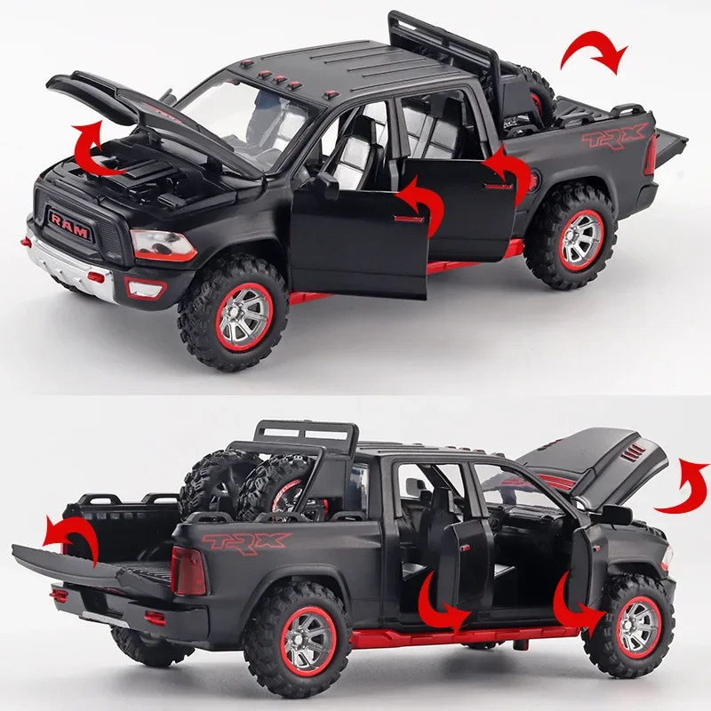 1:32 Dodge Ram TRX Pickup Alloy Car Model Diecasts Toy Off-road car Model Sound and Light Simulation Childrens Toy Gift E103