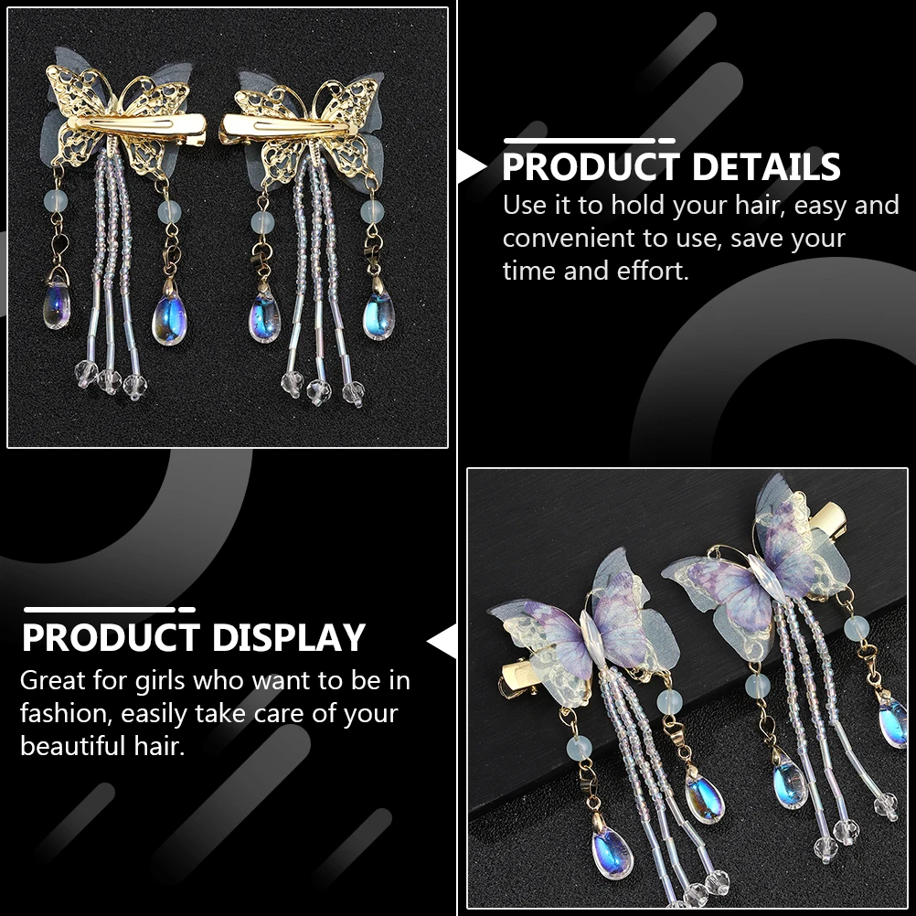 

Crystal Hairpin Clips Bridal Accessories Women Cute Girls Gems Flat Claw Butterfly Decorative Hair Clip Barrette