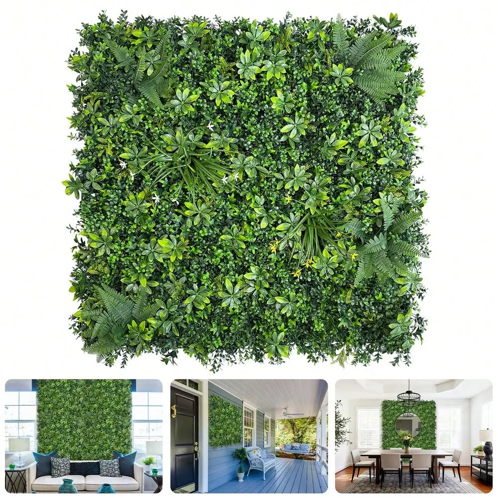 

Green Wall Panels 20x20IN 4P UVAnti Faux Grass Wall Backdrop Boxwood Ivy Privacy Screen, Fake Hedge Fence For Outdoor, Indoor,