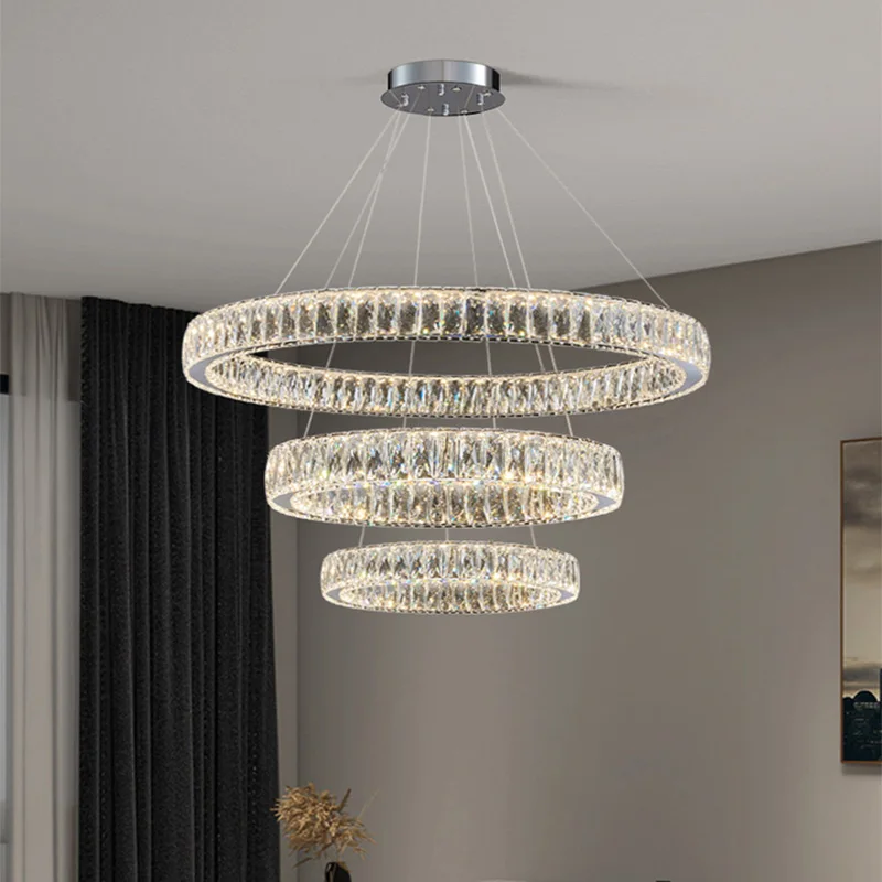 

Modern Luxury K9 Crystal LED Chandelier Villa Living Dining Room Bedroom Decorative Pendant Lights Indoor Ceiling Hanging Lamps