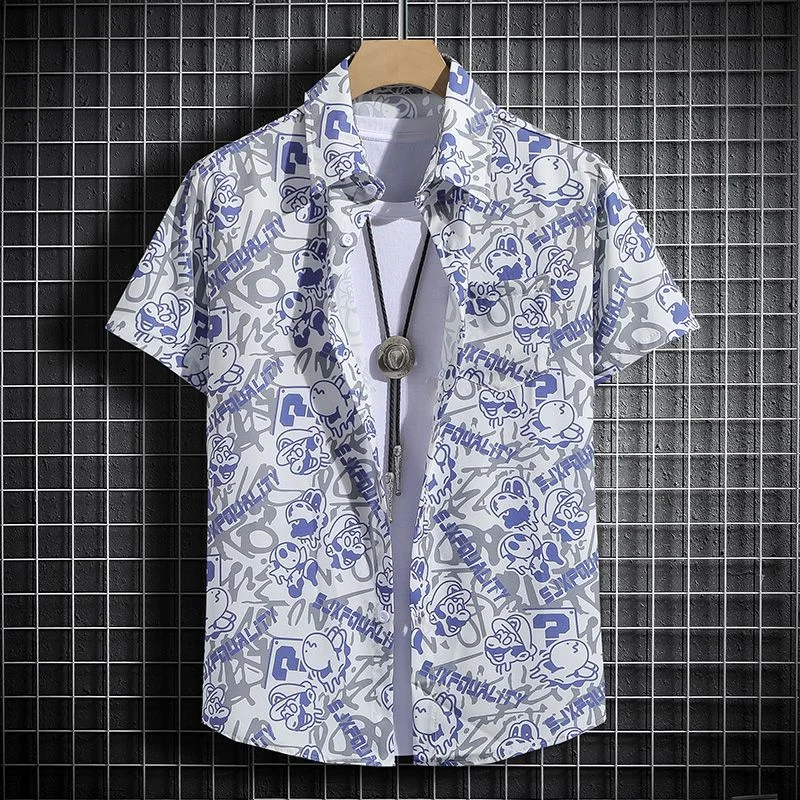 Stylish Hawaiian Printed Shirt, Loose Fit with Short Sleeves for Men and Women - Perfect for Casual Beach Look