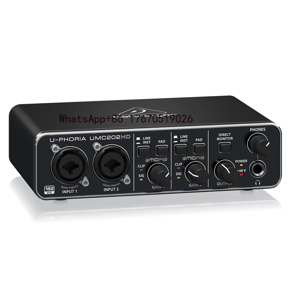 U-Phoria UMC202HD Sound Card USB Audio Interface With 2 Midas Preamps & 48V Phantom Power Studio Sound Equipment