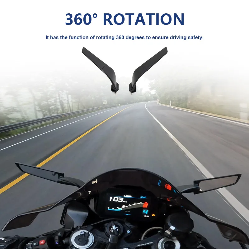 Applicable to BMW S1000RR from 2009 to 2018. Rear wing adjustable mounting kit, adjustable rotating rearview mirror.