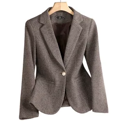 Donna Casual manica lunga Slim Blazer temperamento cappotto moda 2024 nuova primavera autunno signore ufficio giacca capispalla femminile