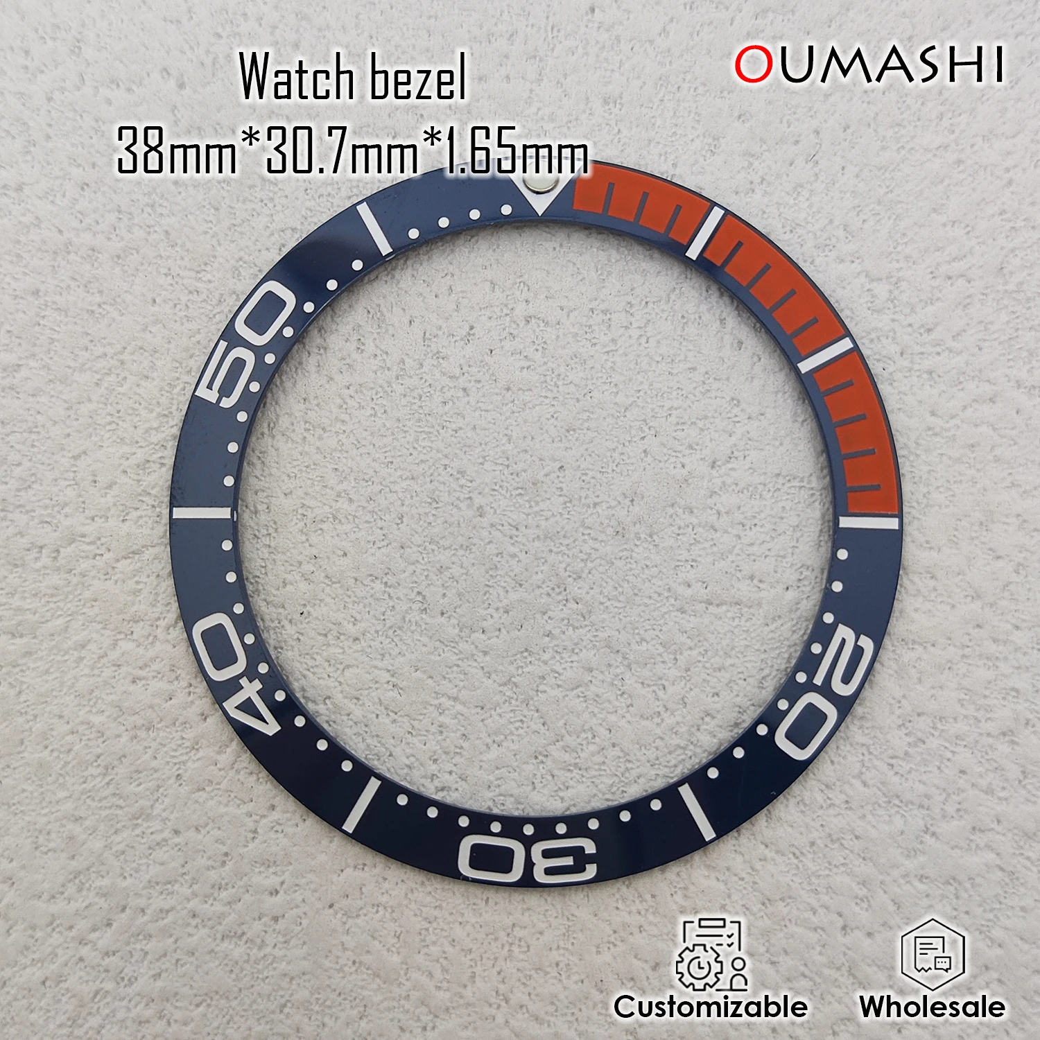 38mm * 30.7mm ceramic bezel inserted at an Angle is suitable for 40mm/41mm case watch accessories