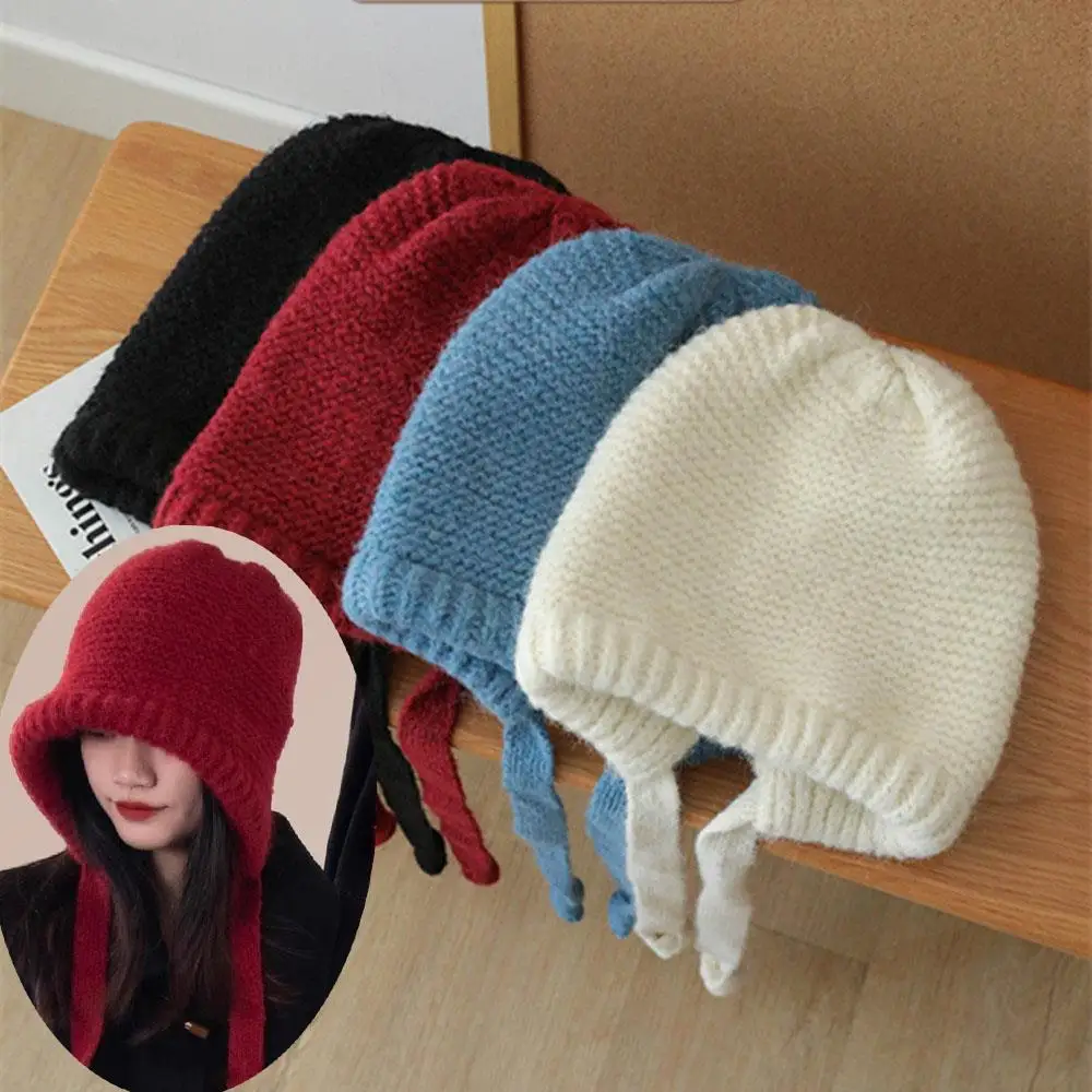 Fashion Wild Plush Ear Protection Cap Autumn Winter Women's Beanies Cap Solid Warm Show Face Small Set Of Head Cap Pullover Hat