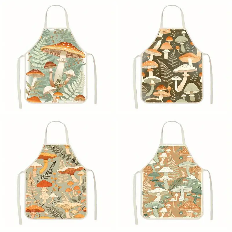 

Mushroom Floral Aprons Linen apron, suitable for kitchen cooking, parent-child interaction, painting and other scenarios
