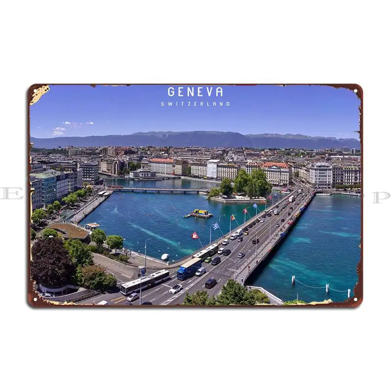 Geneva Metal Sign Wall Cave Home Wall Decor Printed Cave Tin Sign Poster