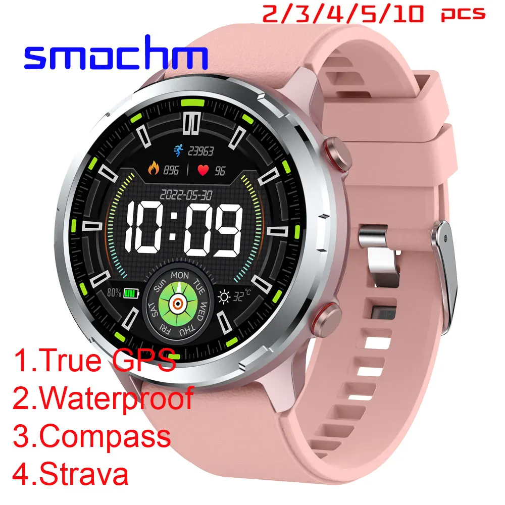 2/ 3/ 4/ 5/10 Pieces /Lot Smochm SM47 GPS Location Sports Smart Watch Round 1.32 High Resolution Compass Heart Rate Waterproof