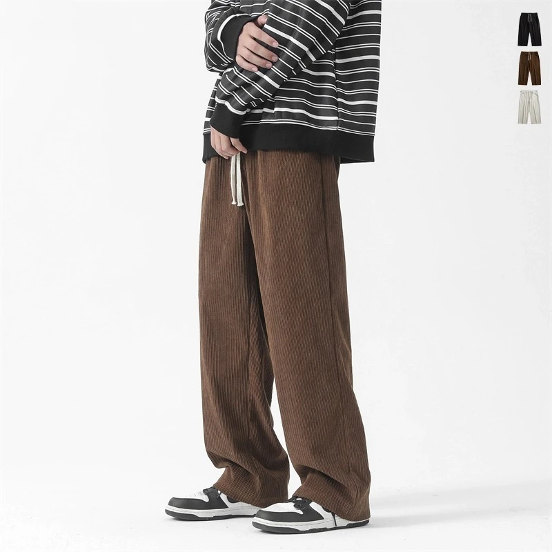 

New Men's Corduroy Pants Casual Men's Loose Sports Pants Jogging Pants Autumn Work Pants Straight Leg Plus Size Hip-hop Pant