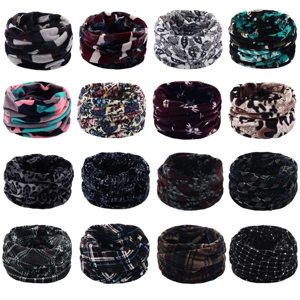 Unisex Windproof Soft Ring Scarves Thermal Loop Double Layer Fleece Neck Scarf Outdoor Sports Neck Warmer