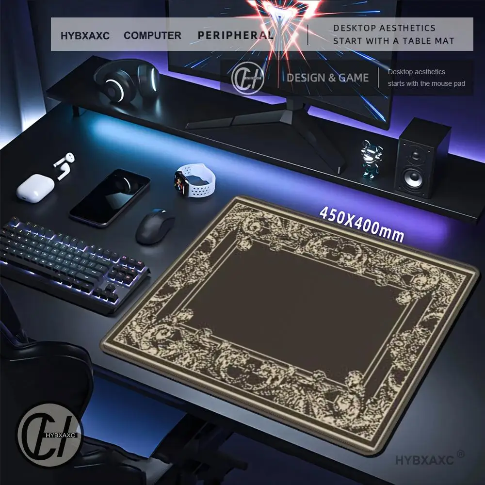 Black Pattern Large Baroque Ornate Mouse Pads  Desk Mat for Office or Home, Modern Mousepad for Work Setup, Computer Accessories