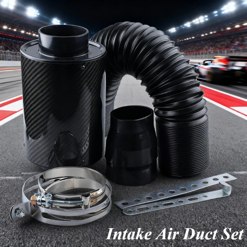 

For Universal Car Carbon Fiber Cold Air Intake System Kit High Flow Performance Air Filter Replacement Racing Tuning Engine Part