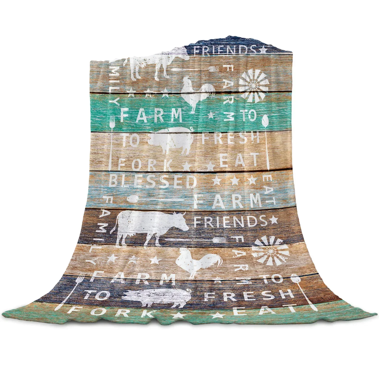 

3d Printed Baby Blanket Farm Retro Windmill Printed Flannel Babes Carpet for Sofa Beds Bedding Room Soft Fleece Blanket for Gift