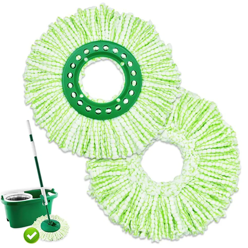 Replacement Head for Libman Tornado Spin Mop System Large Microfiber Round Pad Green Reusable Washable Mop Refill Head