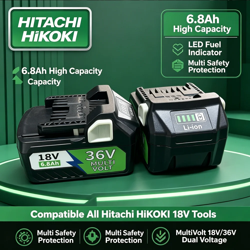 Аккумулятор Li-ion 6.8Ач MultiVolt 36В/18В, замена для Hitachi HiKOKI BSL36A18, двухвольтовый, для бесщеточных дрелей, пил и шлифовальных машин