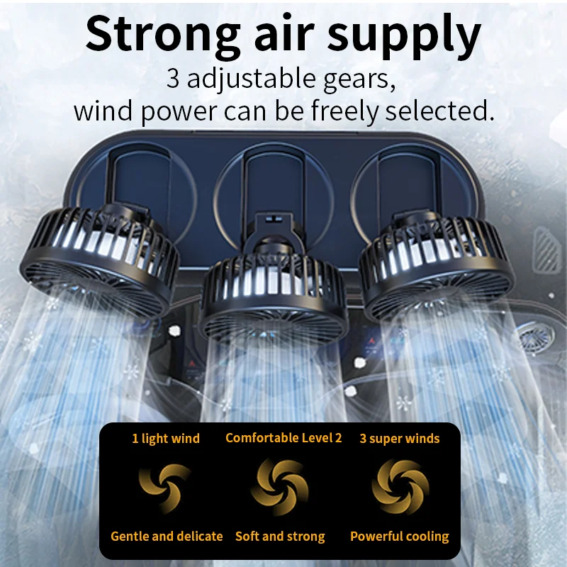 3-Head 5V USB Car Fan with 3 Adjustable Speeds Cooling Auto Cooler Air Ventilation System with Wind Regulation Car Accessories view 5