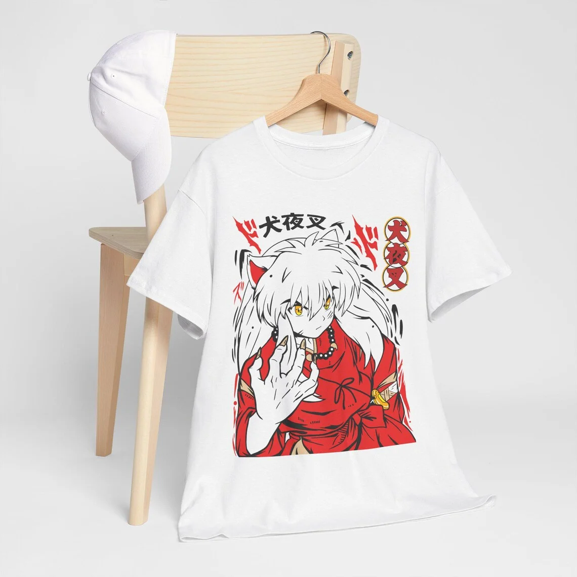 Trendy Unisex Crew Neck Collectible Inuyasha Anime Manga Tee Soft Top Ideal For Night Out And Casual Street Style Looks