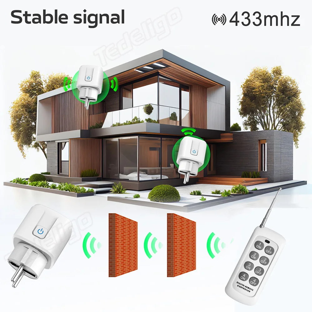 433Mhz Bezprzewodowy zdalnie sterowany przełącznik gniazda elektrycznego FR EU Korea 220V 3000W 16A Wtyczka ON OFF Zdalne sterowanie do światła,